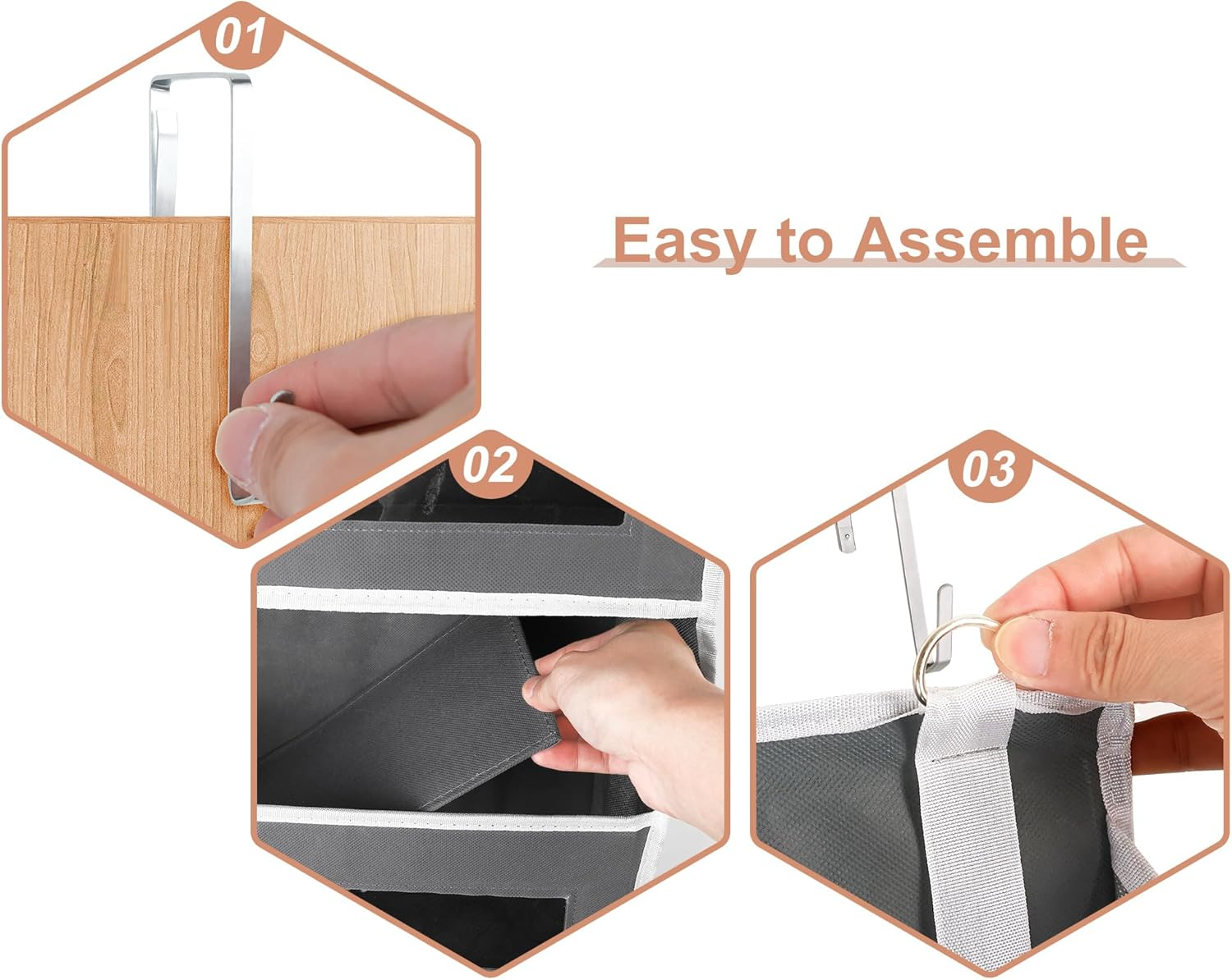 VONGEM Over-the-Door Organizer 5-Tier 2-Pack Grey photo 5
