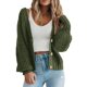 thumbnail image 1 of Cárdigan PRETTYGARDEN para mujer, cuello en V, punto, con botones, holgado, verde, 1 of 6