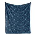 thumbnail image 1 of Underwater Soft Flannel Fleece Throw Blanket, Hand-Drawn Ocean Creature Goldfish Seahorse, Cozy Plush for Indoor and Outdoor Use, 60" x 80", Azure Blue Night Blue, by Ambesonne, 1 of 6
