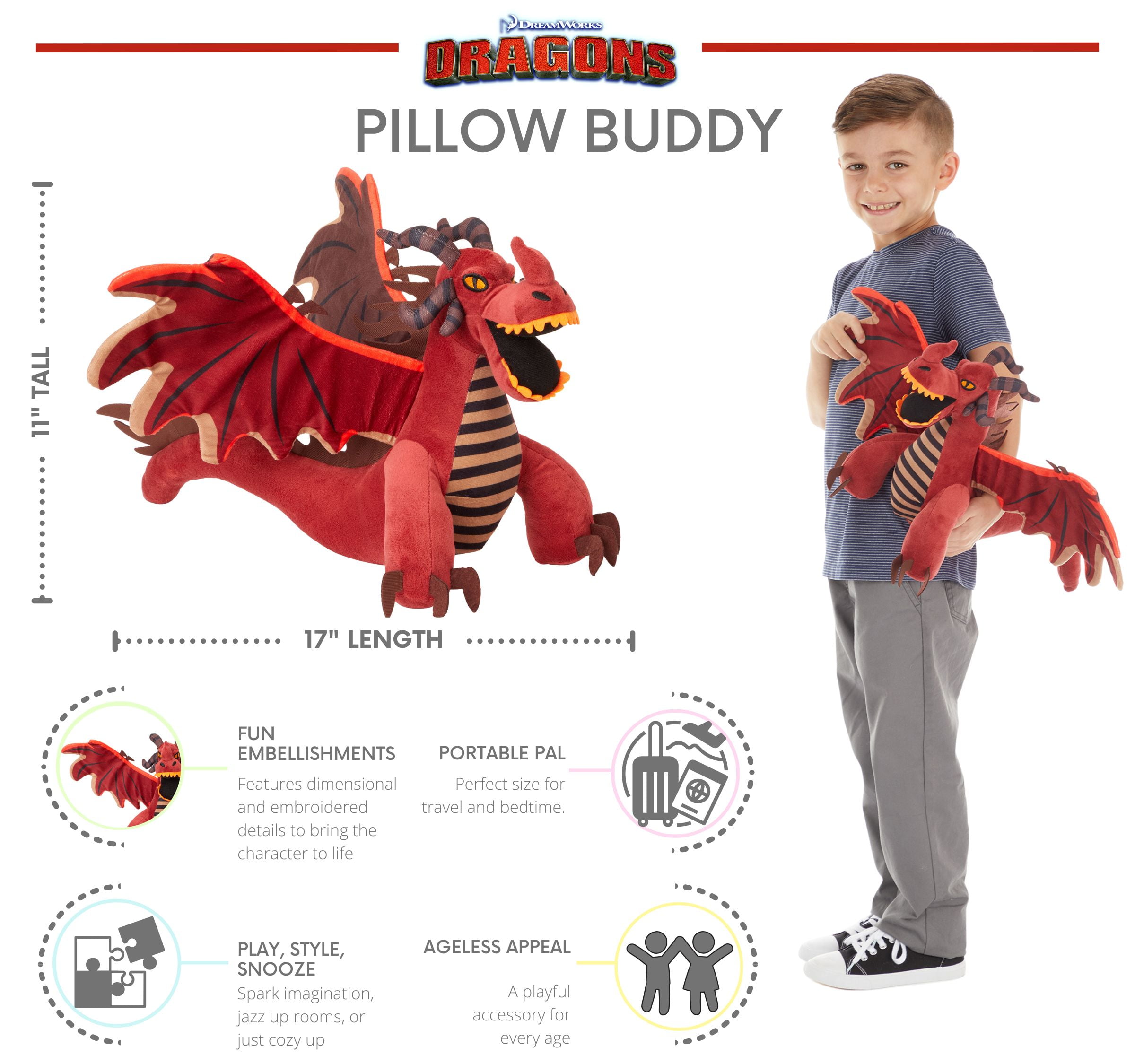 How to Train Your Dragon Hookfang Kids Plush Bedding Cuddle and Decorative Pillow Buddy