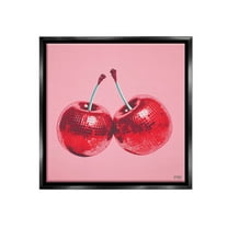 Stupell Industries Red Patterned Cherries Food & Beverage Painting Black Floater Framed Canvas Art Print Wall Art, 25 x 25