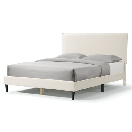 24/7 Shop At Home Queen Heartwild Modern Boucle Upholstered Pillow Headboard Platform Bed: Smooth Finish & Wood Frame