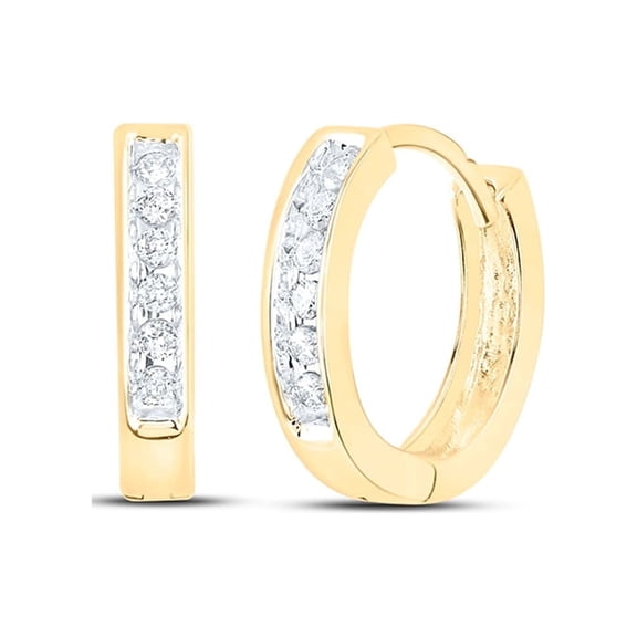 10kt Yellow Gold Womens Round Diamond Hoop Earrings 1/8 Cttw