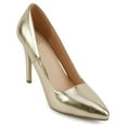 thumbnail image 4 of Delicious Shoes Women Stiletto High Heel Classic Pumps Pointed Toe SCHEME-S Gold Patent 6, 4 of 5