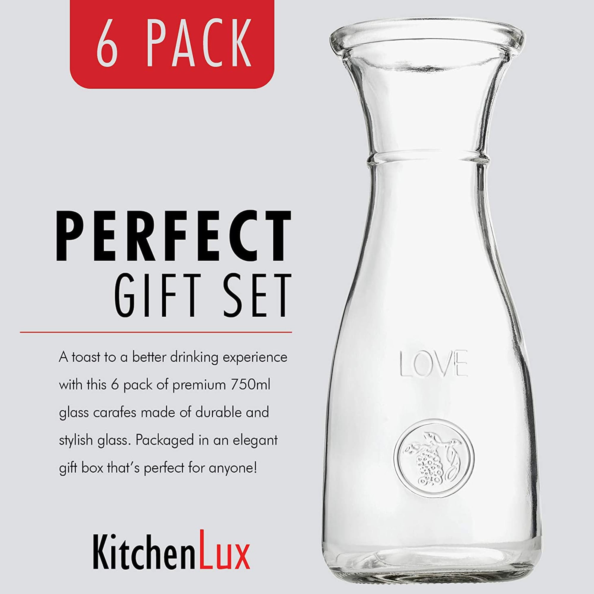 The LOVE Drink Glass Carafe - Drink Pitcher, 1 Liter – Kitchen Lux