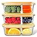 thumbnail image 3 of Glass Containers Bamboo Lids, , Meal Prep Containers, Glass Food storage Containers, 2 Compartments, Pantry and Kitchen Organizer, Lunch Bento Box, Microwave-Freezer-Oven Safe, set of 3,, 3 of 4