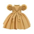 thumbnail image 3 of Zecgelong Elegant Satin Bow Dress For Baby Girls Christening Birthday Party Gown Girls Birthday Dresses Size 18-24 Months Gold, 3 of 3