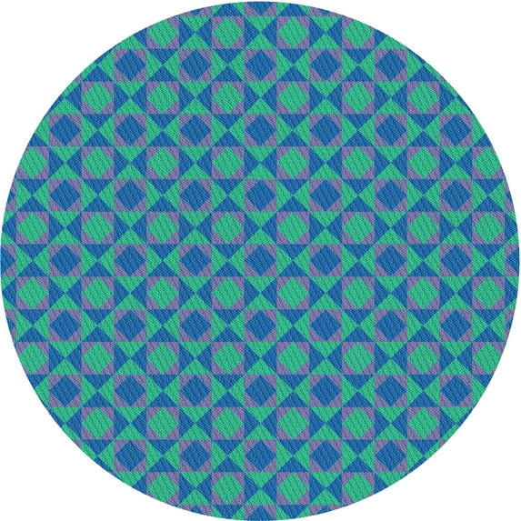 Ahgly Company Machine Washable Indoor Round Transitional Dark Turquoise Green Area Rugs, 3' Round