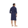 thumbnail image 4 of MAYFISH 100% Cotton Mens Lightweight Robe Summer Short Sleeve Bathrobe Soft Knee Length Robe with Pockets (Navy Blue, L), 4 of 6