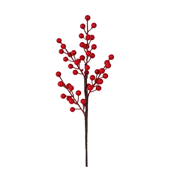 Artificial Red Berry Stem, Christmas Red Berries Branches, Fake Burgundy Berry Picks for Vase Filler Floral Arrangements Christmas Tree Xmas Winter Holiday Home DIY Crafts Decor