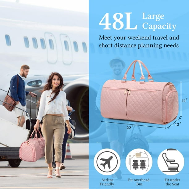 Carry on Garment Bag with Separate Toiletry Compartment Convertible Travel Bags Hanging Suit Bag with Shoe Pouch 2 in 1 Detachable Shoulder Strap