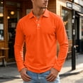 thumbnail image 2 of LTTVQM Men's Long Sleeve Polo Shirt Classic Soft Breathable Collared Golf Top Solid Tone Lightweight Casual Daily Office Shirt Saffron M, 2 of 8