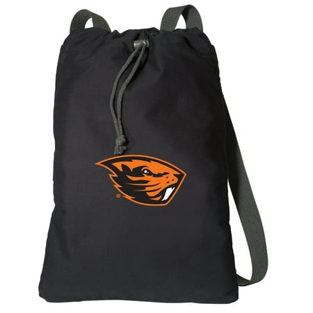 Canvas OSU Beavers Backpack Natural Cotton Oregon State University Cinch Bag Lined and with Wide Straps