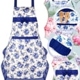 thumbnail image 3 of Cute Rose Flower Kitchen Apron with Bowknot for Women,Fashionable Stain-Resistant Cooking Apron for Home and Housework, 3 of 5