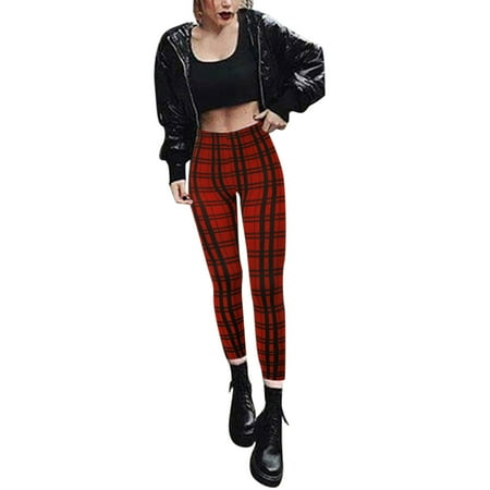 

ZHAGHMIN Stretchy Black Pants For Women Women Elastic Jeans Leggings Thermal Plaid Print Imitation Denim Leggings Tights Hiking Pant Outfits Yoga Pants Formal Pants For Women Maternity Dress Pants P