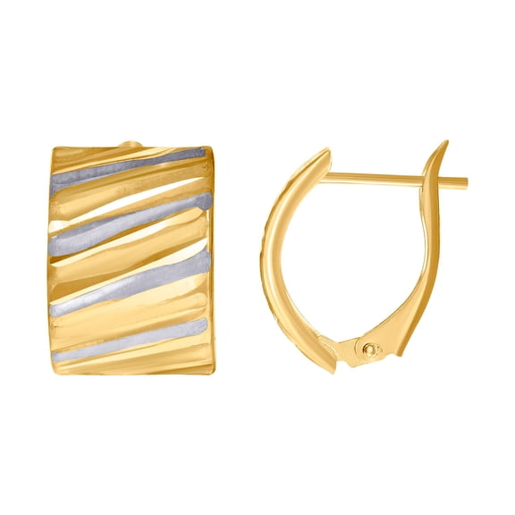10k Two-tone Gold Womens Sparkle-Cut Fashion Latch Back Earrings 15.2x11.4mm Wide Stud Earring for Women