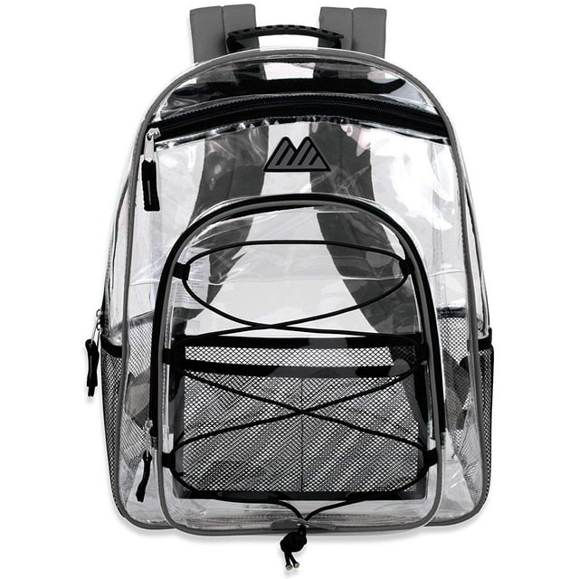 Mochila transparente grande y resistente, mochila escolar transparente de PVC resistente a las heladas con correas ajustables para el trabajo, controles de seguridad, eventos deportivos (negro) Zhivalor HJFLD-22