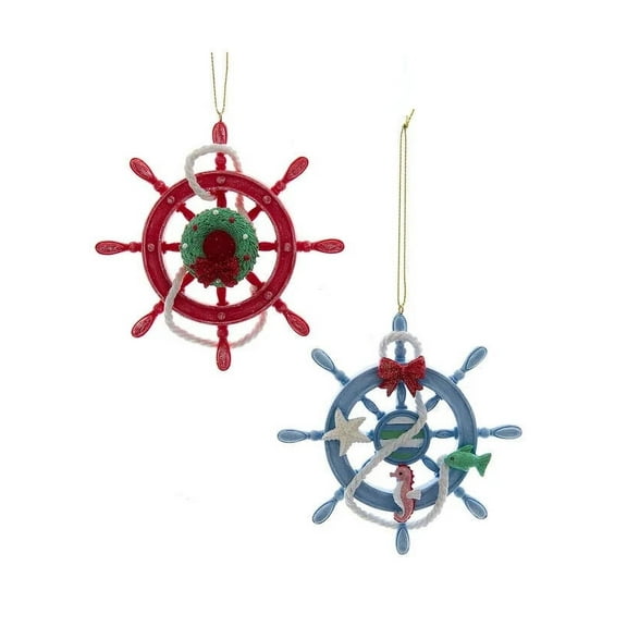 Set of 2 Under The Sea SHIP WHEEL Christmas Ornaments, by Kurt Adler