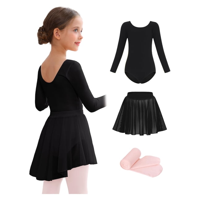 Combinación de leotardos de ballet con falda y medias para niñas Mecceos