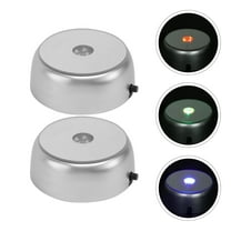 Phenofice Round Light Base 2Set 8.5x8.5in Silver For Glass Art