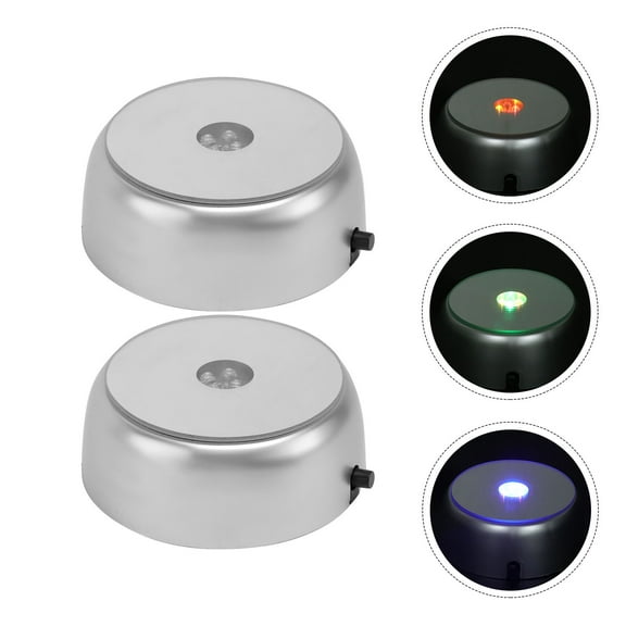 Phenofice Round Light Base 2Set 8.5x8.5in Silver For Glass Art