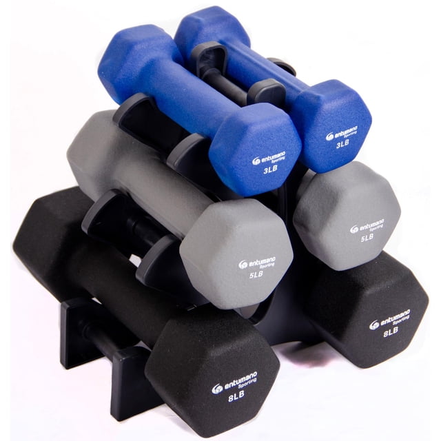 Set de 6 Mancuernas Neopreno, 3,5,8 Lbs - S020 Entumano Sporting ETMMXDUMBBELLSET6U358LB