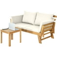 thumbnail image 7 of Topbuy Outdoor Folding Daybed Patio Acacia Wood Convertible Couch Sofa Bed White, 7 of 7
