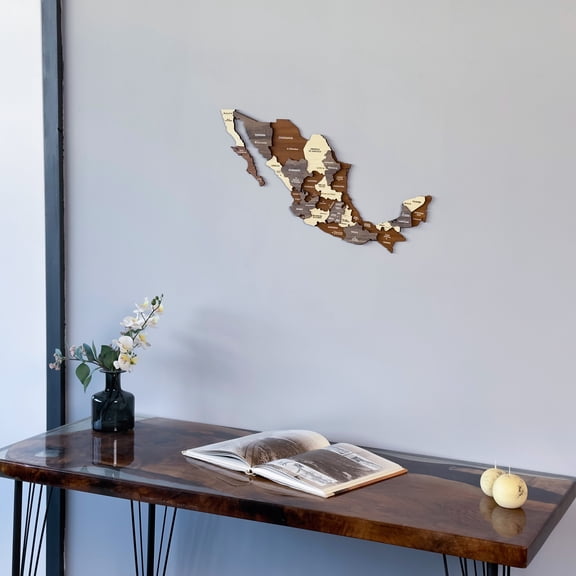 Colorfull Worlds Multilayered 3D Wooden Mexico Map Wall Art for Home Decor, M- 16x10 in