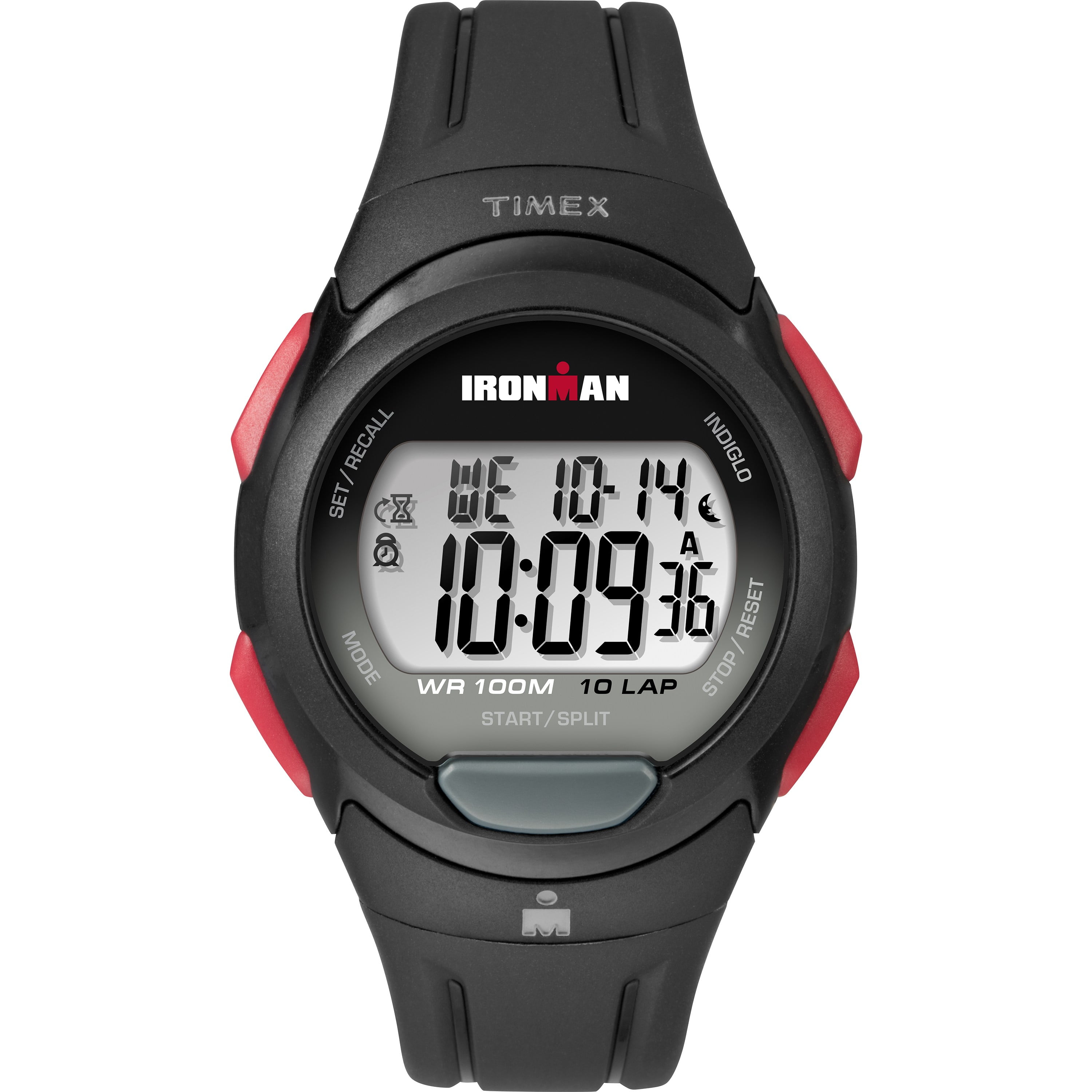 Timex - Men's Ironman Essential 10 Black/Red Watch, Resin Strap ...