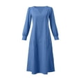 thumbnail image 4 of ClodeEU V Neck Dress For Women ,3/4 Sleeve Maxi Dress,Loose Long Maxi Dress Blue,Womens Plus XXL, 4 of 4