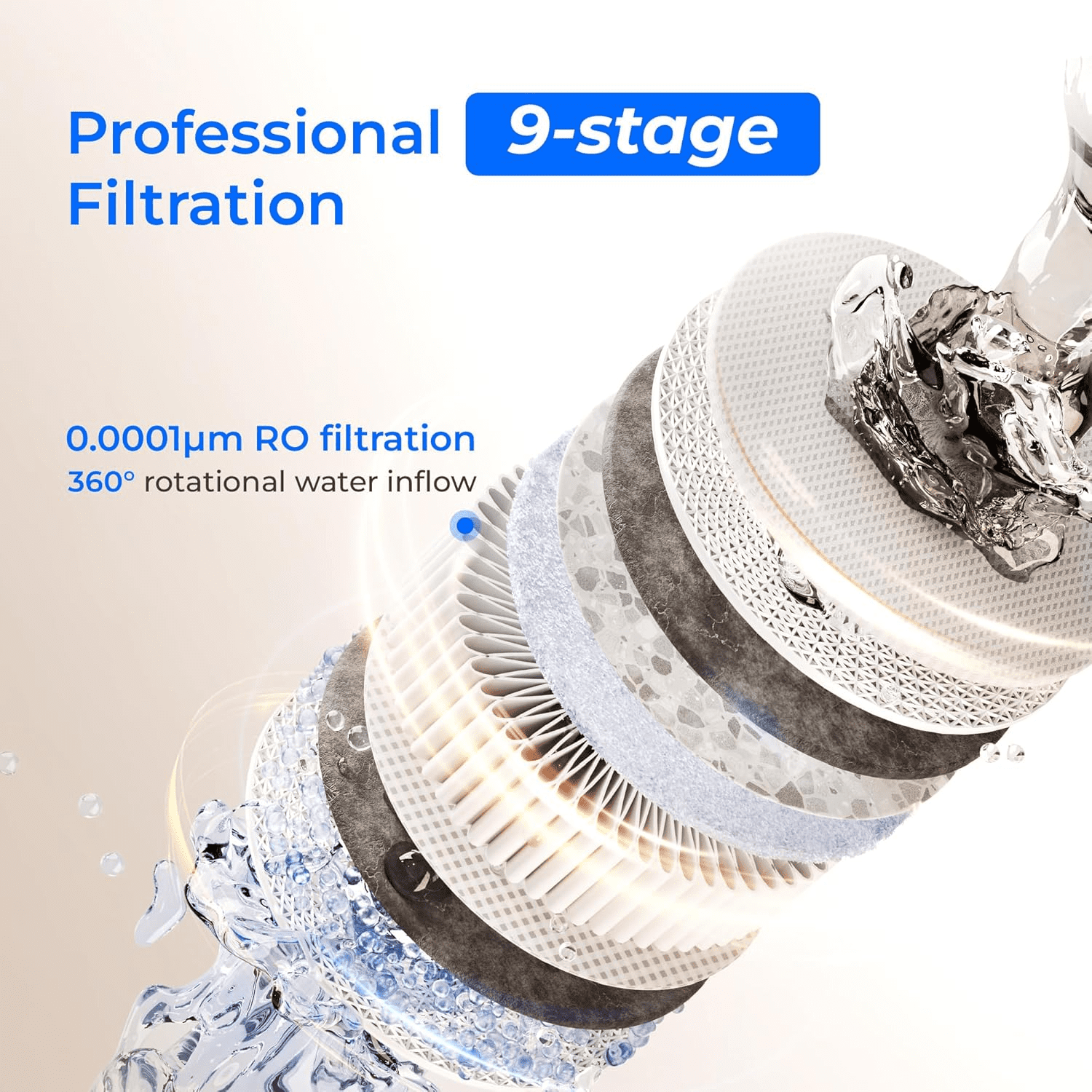 Restored Waterdrop X8 Reverse Osmosis System, 800 GPD Tankless Reverse Osmosis Water Filter, 9-Stage Filtration, 2:1 Pure to Drain, Smart Faucet, Reduce PFAS with F2 Water Filter (Refurbished)