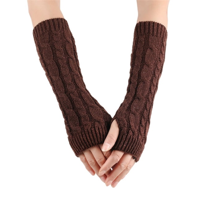 Gants d'Hiver en Laine Tricotée à Demi-Doigt pour Femmes