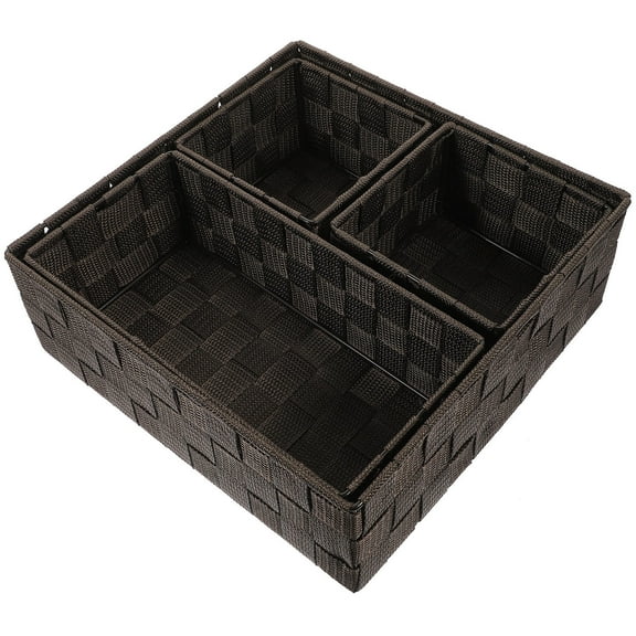 PENIKOKO 4-Pack Cube Storage Bins Dark Brown Cloth Fabric Organizer Baskets for Home Office Storage