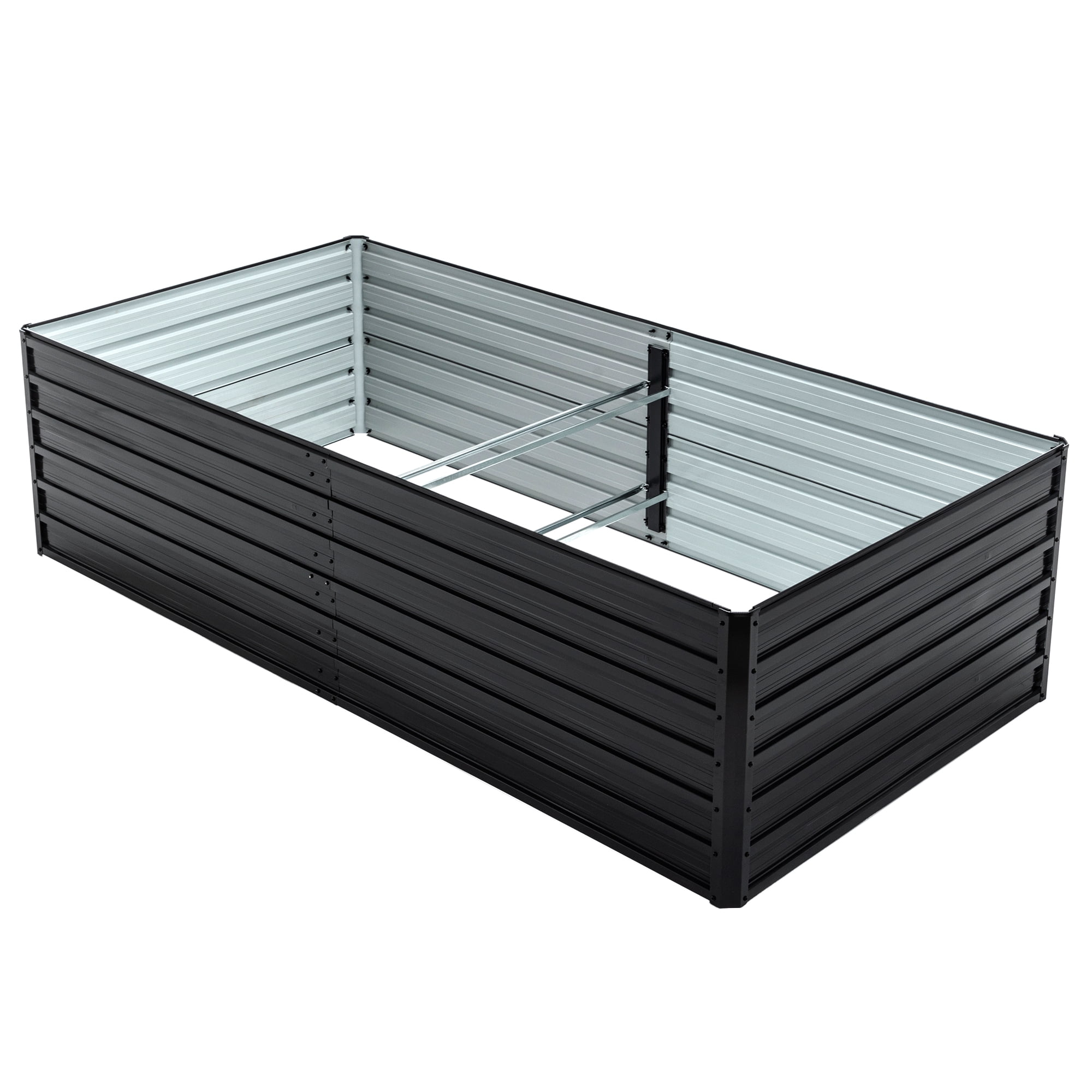 LZBEITEM 8x4x2ft Raised Garden Bed Outdoor, Galvanized Planter Raised Garden Box , Metal Raised Garden Beds for Vegetables, Black
