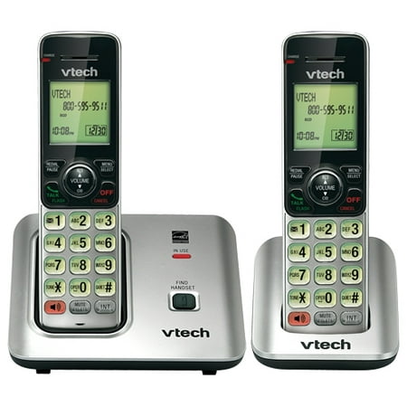 VTech CS6619-2 DECT 6.0 Expandable Cordless Phone with Caller ID/Call Waiting, Silver with 2 Handsets - Cordless - 1 x Phone Line - 1 x Handset - Speakerphone - Hearing Aid Compatible -