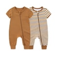 thumbnail image 2 of MEZZALL Child 2-Pack Baby Boys Romper Striped Jumpsuit With Two Way Zipper Soft Bodysuit For Toddler Playwear O-Neck Cozy Onesies, 2 of 3