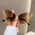 thumbnail image 2 of Gafas de sol sin marco con montura grande y diamantes de mariposa para mujer, gafas de sol con fotografía personalizada a la moda, bola exagerada, 2 of 5