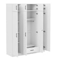 thumbnail image 4 of 4-Door Wardrobe with 1 Drawer and Top Cabinet , White, 4 of 16