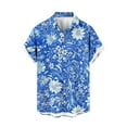 thumbnail image 2 of Njoeus Hawaiian Shirt for Men Tropical Pattern Beach Shirt Casual Big & Tall Button Up Shirts for Men Hawaii Vacation Summer Clothes 2X 3X 4X Clearance Sky Blue, 2 of 5