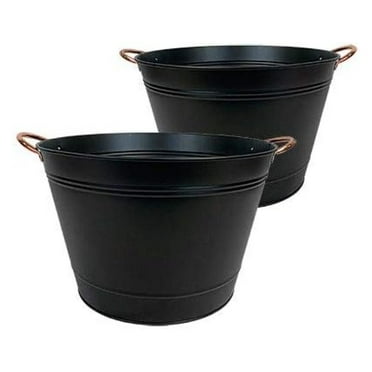 DyGTyX 81428 Modern Farmhouse Washtub Planters, Black, 14" Dia, Pack of 22