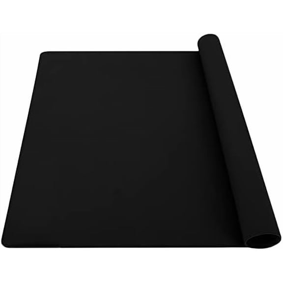 1.5MM Extra Thick Placemats Extra Large Silicone Mat 28" x 20" Heat Resistant Mat for Kitchen Countertop Protector, Washable Place Mats Silicone Mats，Black