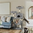 thumbnail image 6 of Alden Design Cat Tree with Condo and Scratching Post Tower, Light Gray, 59", 6 of 14