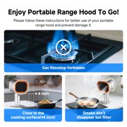 Portable Range Hood with Carbon Filters, Aobosi 4-Speed Vent Fan with LED Ring Light, Compact Smoke Extractor for Small Kitchen, RV, Indoor BBQ & Camping, Dishwasher-Safe Filter