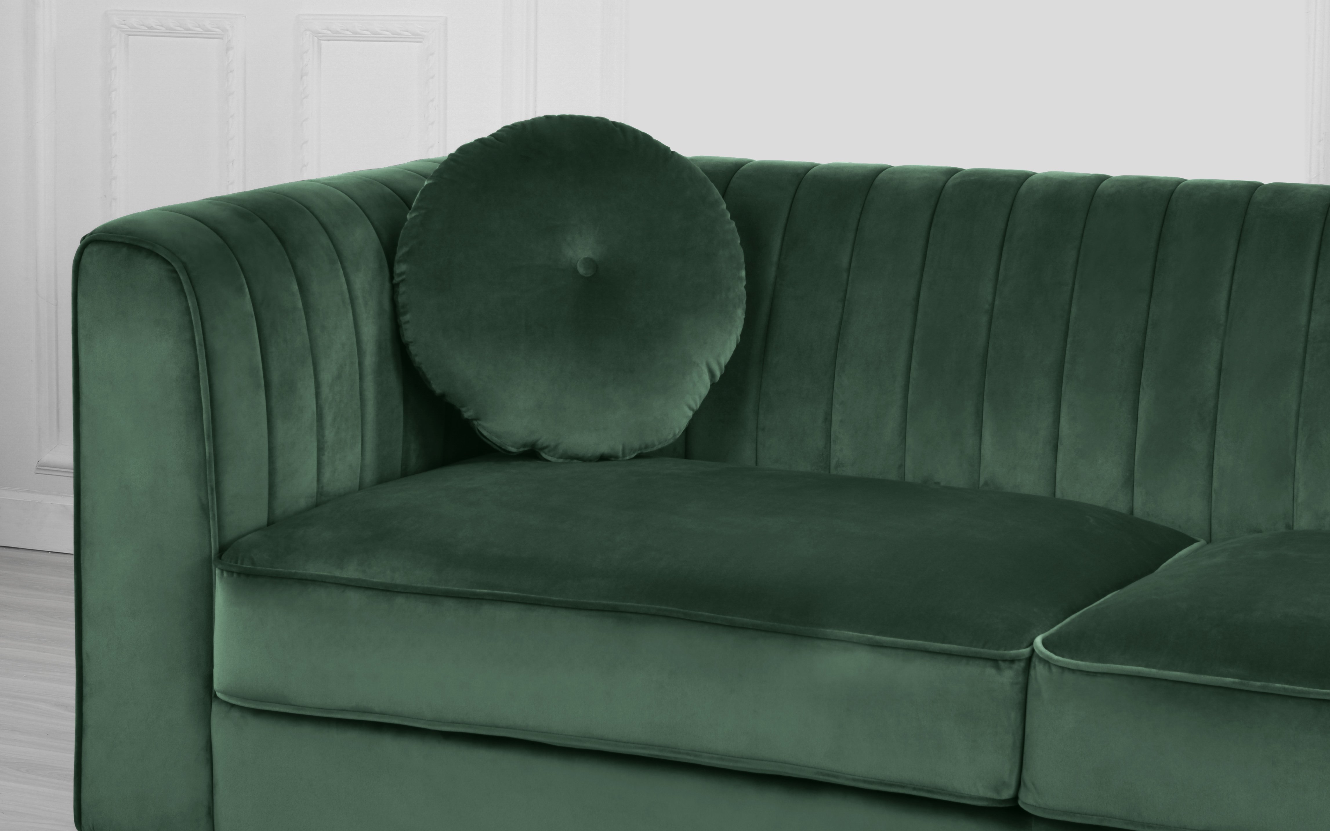 Classic Traditional Living Room Marilyn Velvet Sofa Tufted Accent Pillows Green Walmart Com Walmart Com