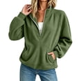 thumbnail image 6 of Corduroy Half Zip Sweatshirt for Womens Mock Neck Long Sleeve Sweater Pullover cozy ribbed raglan kangaroo pocket plus size petite casual fall winter fashion Army Green S, 6 of 9