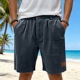 thumbnail image 3 of Havenx Mens Corduroy Shorts Elastic Waist Button Shorts with Pockets Leather Label Stretch Short Pant Summer Beach Breathable Lightweight Clothes,Navy M, 3 of 5