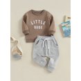 thumbnail image 3 of Bagilaanoe 2PCS Toddler Baby Boy Pants Set Letter Print Long Sleeve Sweatshirt Tops + Sweatpants 6M 12M 18M 24M 3T Kids Casual Sweatsuits, 3 of 9