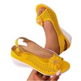 thumbnail image 5 of Womens Shoes Womens Sandals Comfortable Women's Fashion Casual Spring And Summer Comfortable Solid Color Open Toe Thick Bottom Wedge Heel Sandals Yellow 43, 5 of 9