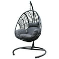 thumbnail image 4 of [US IN STOCK] Outdoor Indoor Black PE Wicker Swing Egg Chair with Antracite Cushion Color Base, 4 of 9