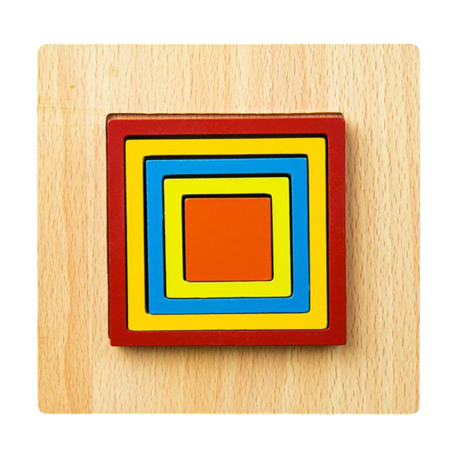 Kids Montessori Wooden Geometry Blocks Inserting Board Toy Education Square 
